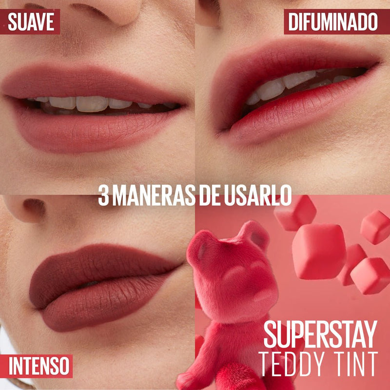 Tinta de Labios Maybelline SuperStay Teddy Tint 40 Petalcore 5 ml - Farmacias Arrocha