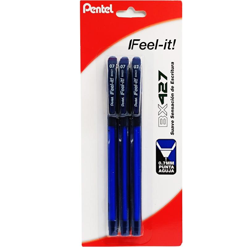 Bolígrafos P.ta. Fina 3 pzas azul. - Farmacias Arrocha