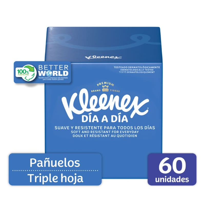 Pañuelos Faciales Kleenex Cubo 60U - Farmacias Arrocha