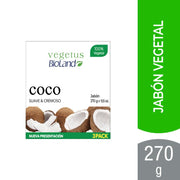 Bioland Jabón Coco En Barra 3Pack 270g - Farmacias Arrocha