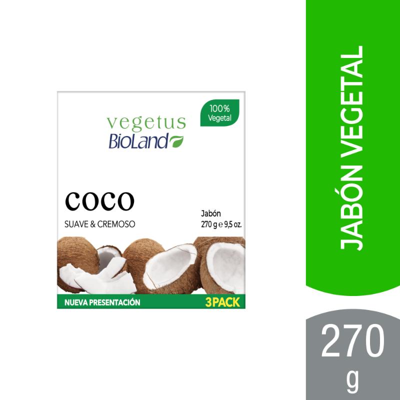Bioland Jabón Coco En Barra 3Pack 270g - Farmacias Arrocha