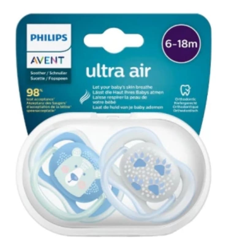 Avent 2 Chupetes Ultra Air 6 - 18M Mix / Patitas & Oso - Farmacias Arrocha