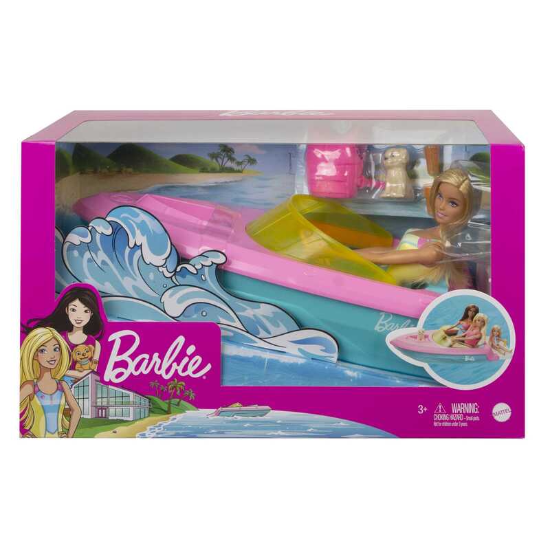 Barbie Set de Juego Lancha con Muñeca con animalito y Bote - Farmacias Arrocha