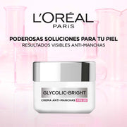 Crema Hidratante Facial Día L'Oréal Paris Glycolic Bright Antimanchas Ácido Glicólico y Niacinamida 50 ml - Farmacias Arrocha