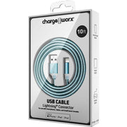 Chargeworx Cable Lightning Glitter Blue 10Ft - Farmacias Arrocha
