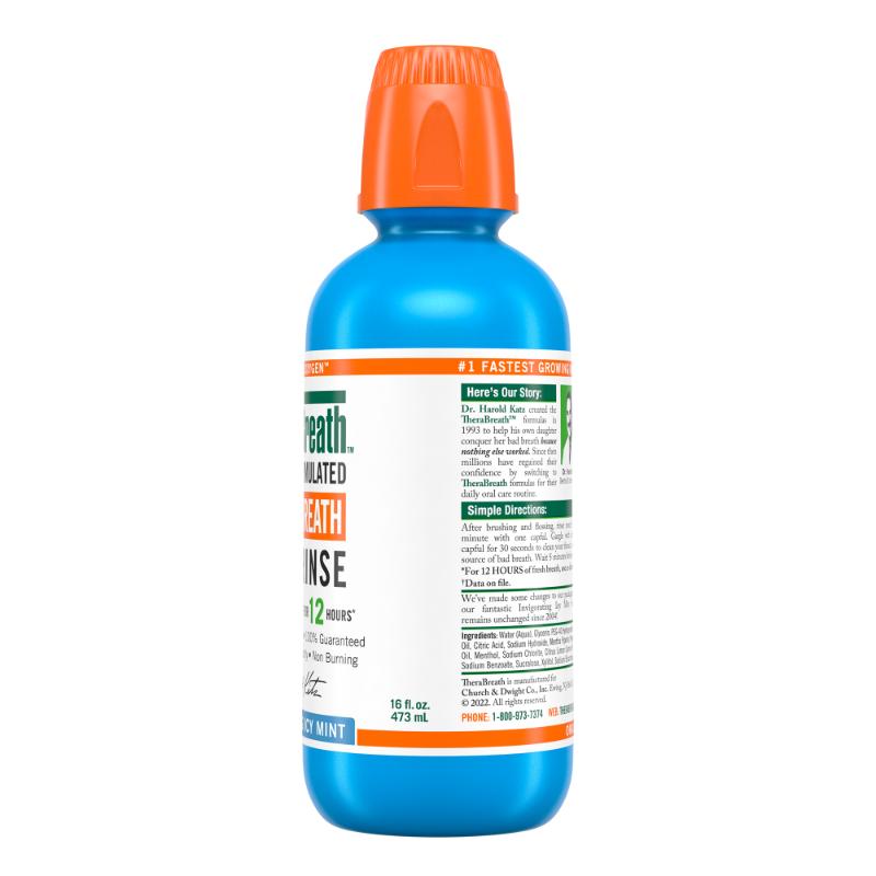 TheraBreath Invigorating Icy Mint Enjuague Bucal 16oz - Farmacias Arrocha