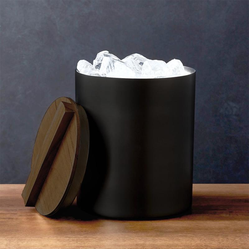 Cubeta De Acero Inox. para Hielo Con Cubierta De Madera - Farmacias Arrocha