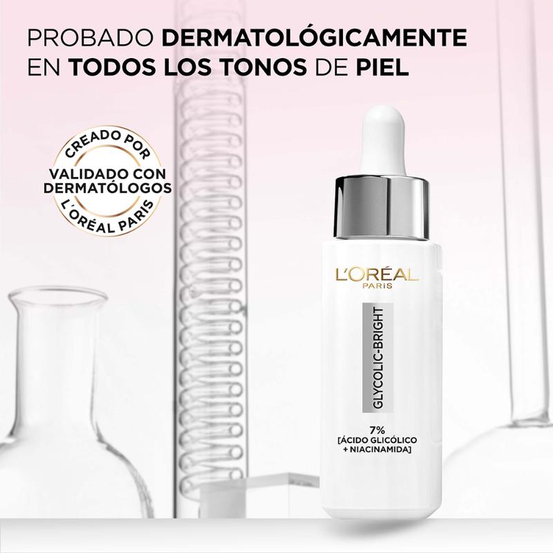 Sérum Facial L'Oréal Paris Glycolic Bright antimanchas Ácido Glicólico y Niacinamida 30 - Farmacias Arrocha
