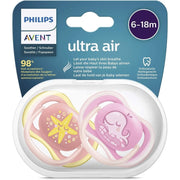Avent 2 Chupetes Ultra Air 6 - 18M Mix/ Ballena & Estrella - Farmacias Arrocha