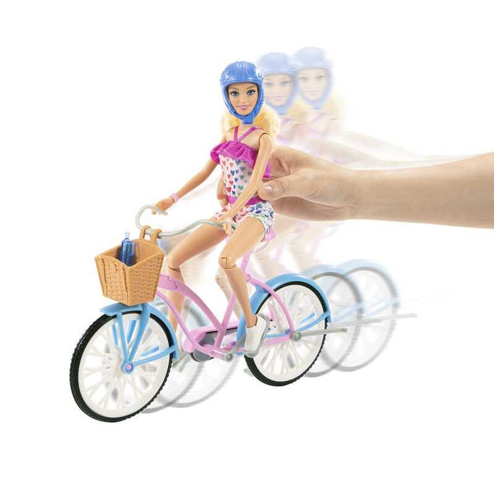 Barbie Muñeca Paseo en Bicicleta con Casco y Botella de agua