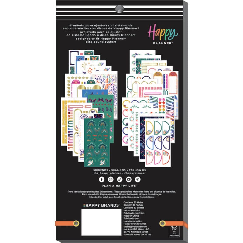 Happy Planner Nordic Brights Classic 30 Sheet Sticker Value Pack - Farmacias Arrocha