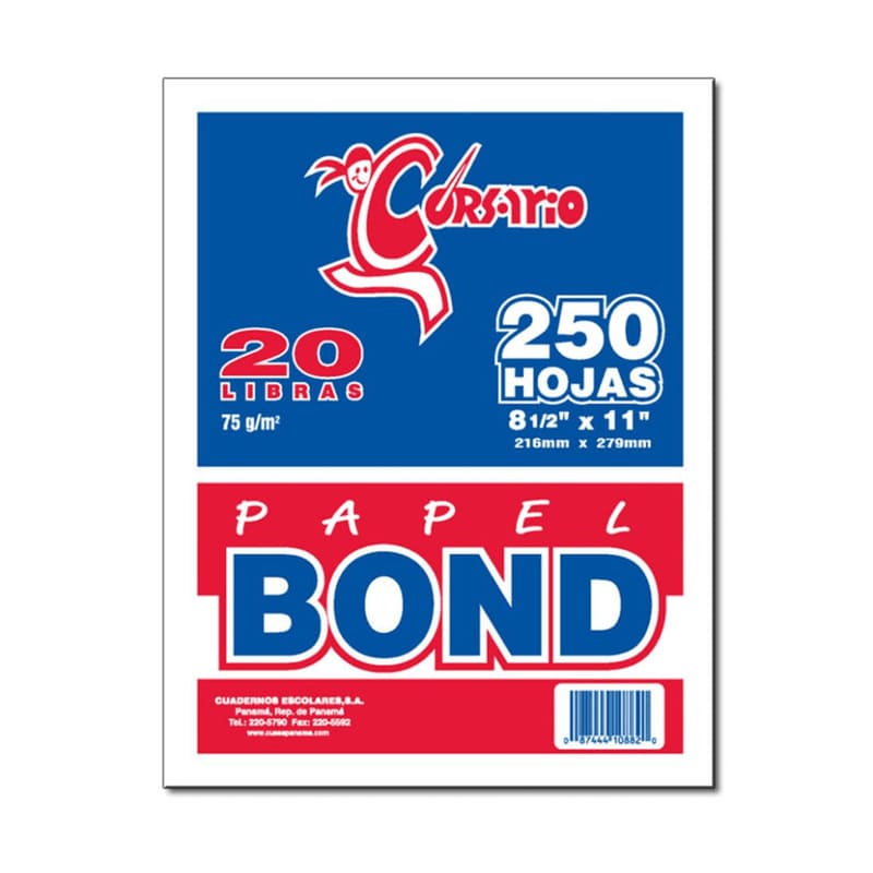 Corsario Papel Bond Blanco 8.5x11 20LB - Farmacias Arrocha