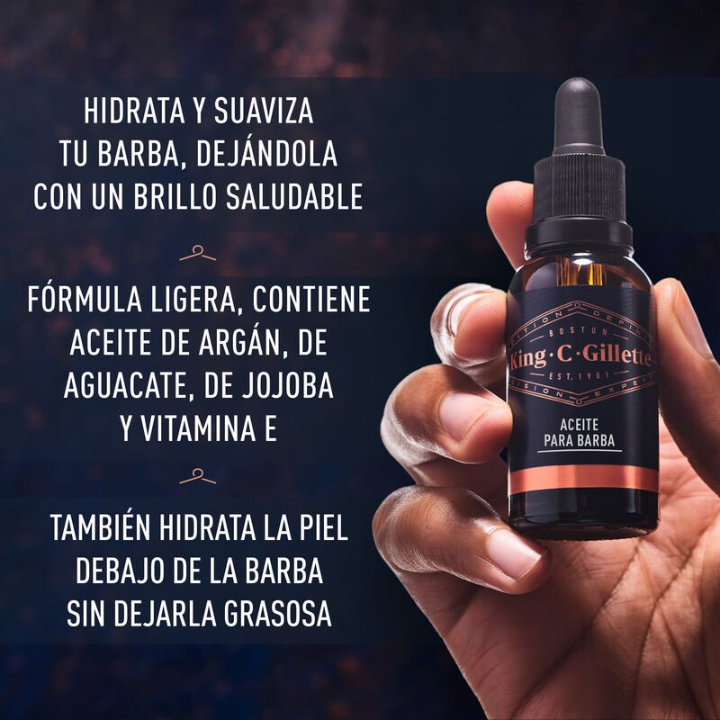 Aceite para barba King C. Gillette con Argán, 30ml - Farmacias Arrocha