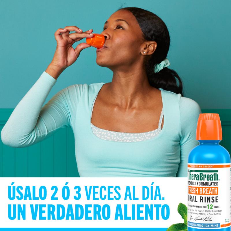 TheraBreath Invigorating Icy Mint Enjuague Bucal 16oz - Farmacias Arrocha