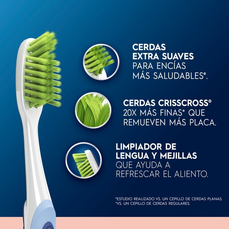 Cepillo de dientes Oral - B, Encías detox, cerdas extrasuaves Crisscross, 3 Unidades - Farmacias Arrocha