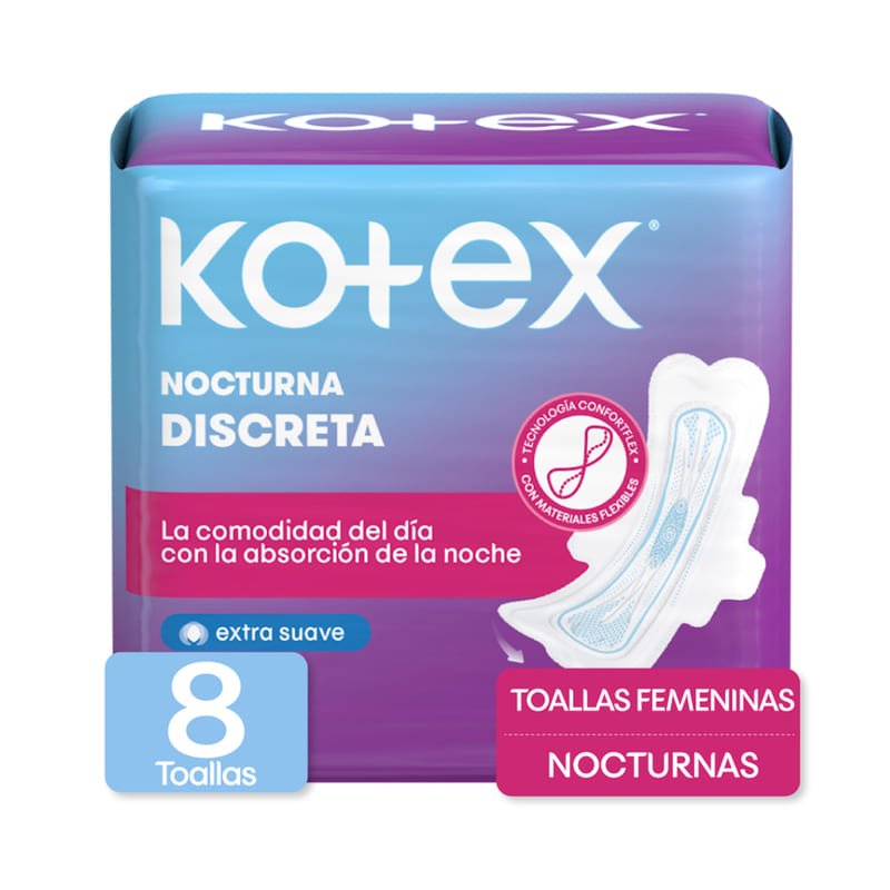 Toallas Femeninas Kotex Día y Noche Nocturna 8U - Farmacias Arrocha