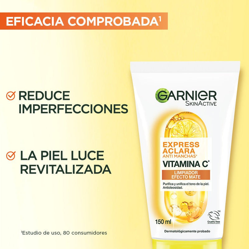 Garnier Express Aclara Gel Limpiador Vitamina C 150 ml - Farmacias Arrocha