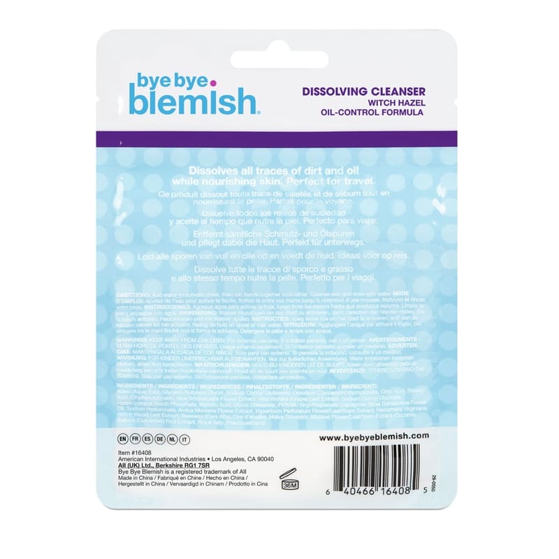 Bye Bye Blemish Water Activated Cleanser Sheets 50Pk - Farmacias Arrocha