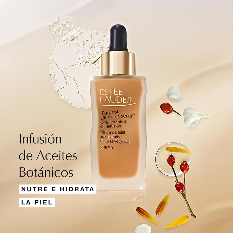 Estée Lauder Base de maquillaje con suero Futurist Skin Tint con infusión de aceite botánico SPF 20 - Farmacias Arrocha