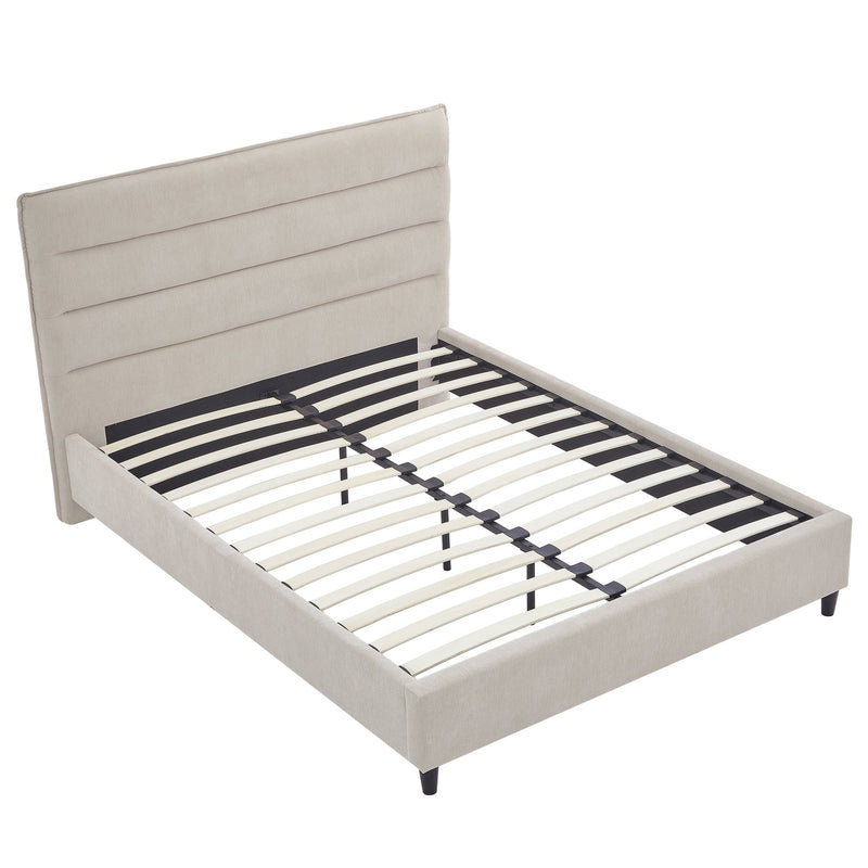 Cama tapizada con respaldar lineas Beige - Farmacias Arrocha
