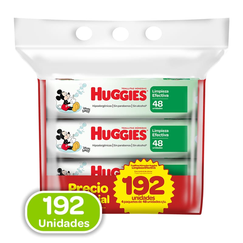 Toallas Húmedas Huggies Limpieza Efectiva 192U - Farmacias Arrocha