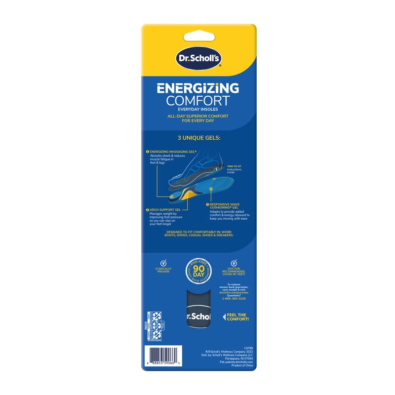 Dr. Scholl'S Energizing Comfort With Massaging Gel Insoles Men - Farmacias Arrocha