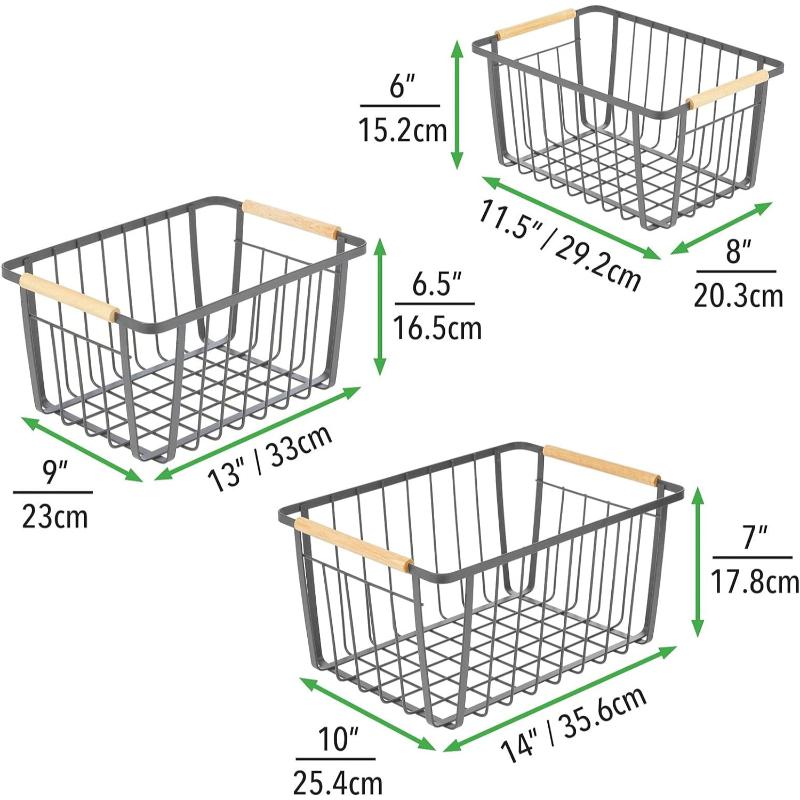 Set De 3 Canastas Organizadoras Para Cocina Gris - Farmacias Arrocha