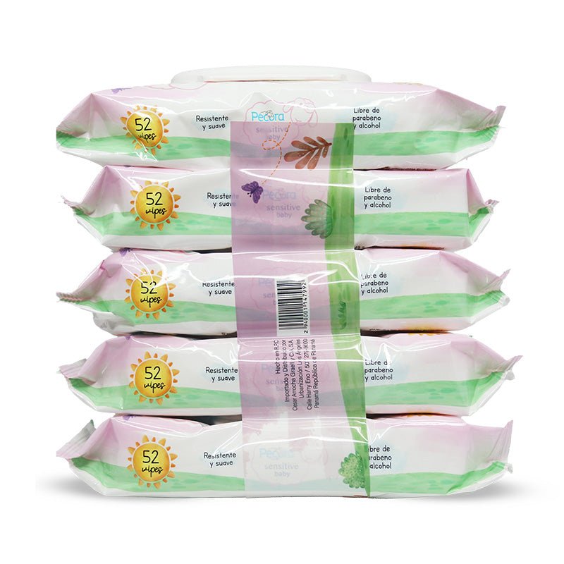 Pecora Baby Wipes Sensitive 5X52'S - Farmacias Arrocha