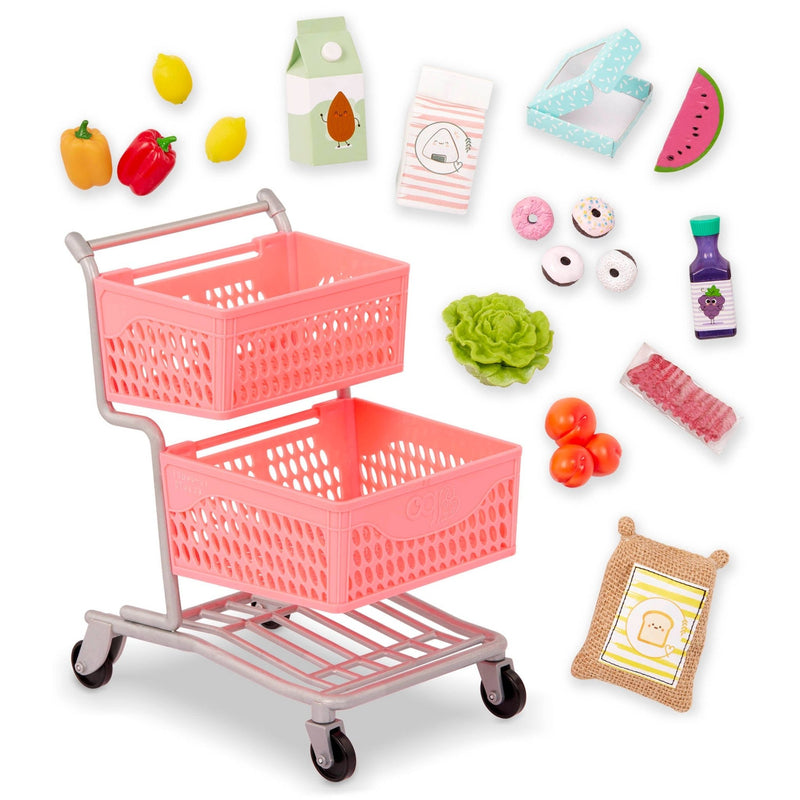 Juego de Supermercado – Carrito Rosa y Comida para Muñecas 18" - Farmacias Arrocha