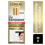 Protector Solar L'Oréal París UV Defender Fluido Invisible FPS 50 40ml - Farmacias Arrocha