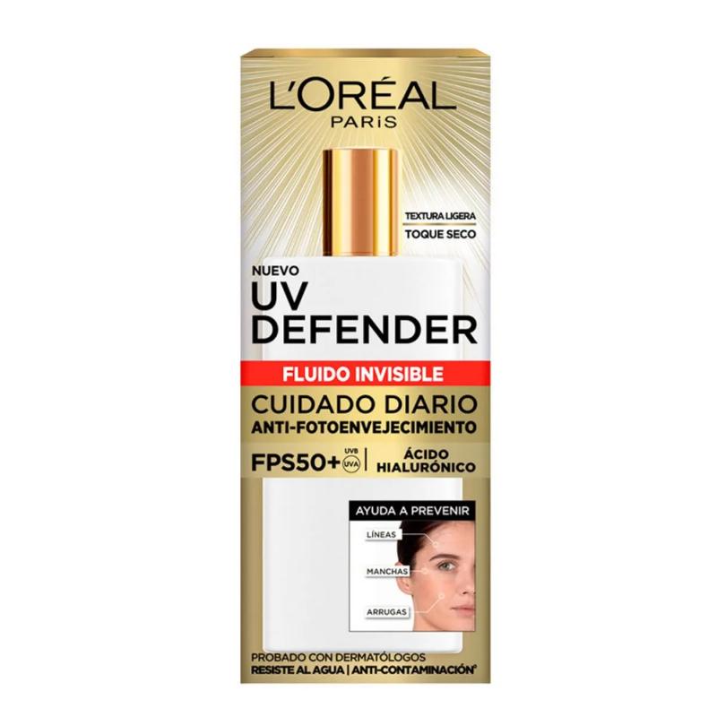 Protector Solar L'Oréal París UV Defender Fluido Invisible FPS 50 40ml - Farmacias Arrocha