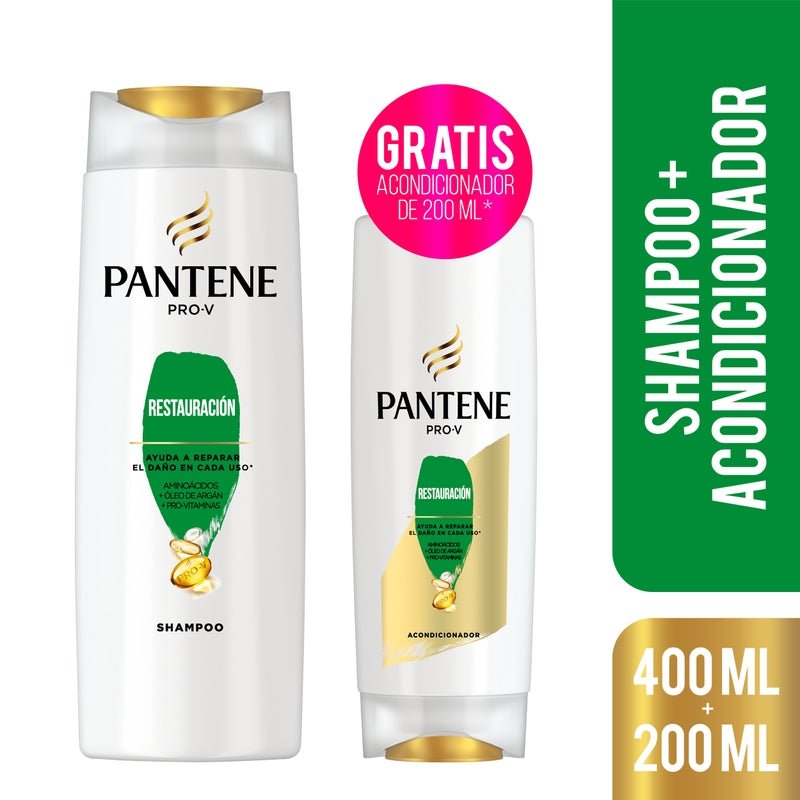 Shampoo Pantene Pro - v Restauración 400 ml + Pantene Pro - v Restauración Acondicionador 200 ml Kit - Farmacias Arrocha