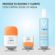 Vichy Capital Soleil Uv Aqua Stick Invisible Rostro Y Labios Spf 50+ 150Ml - Farmacias Arrocha