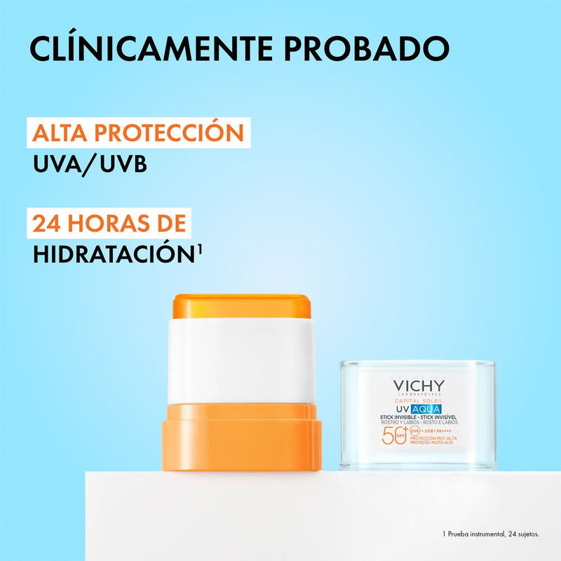 Vichy Capital Soleil Uv Aqua Stick Invisible Rostro Y Labios Spf 50+ 150Ml - Farmacias Arrocha