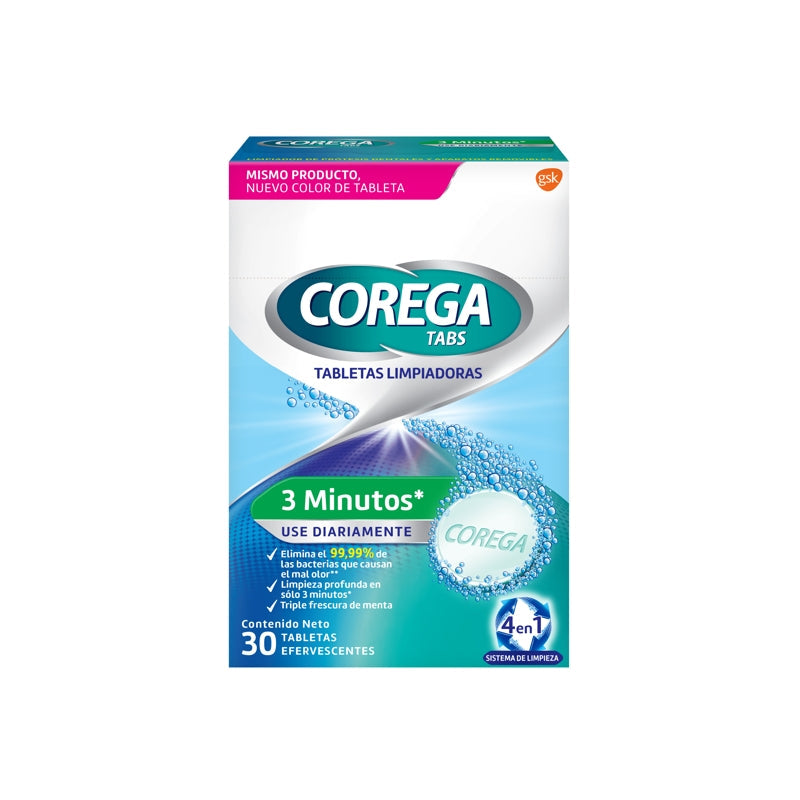 Corega 3 Munutos X 30 Tabletas - Farmacias Arrocha