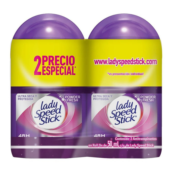 Desodorante Lady Speed Stick 24/7 Powder Fresh Roll On 50 ml 2 Pack - Farmacias Arrocha