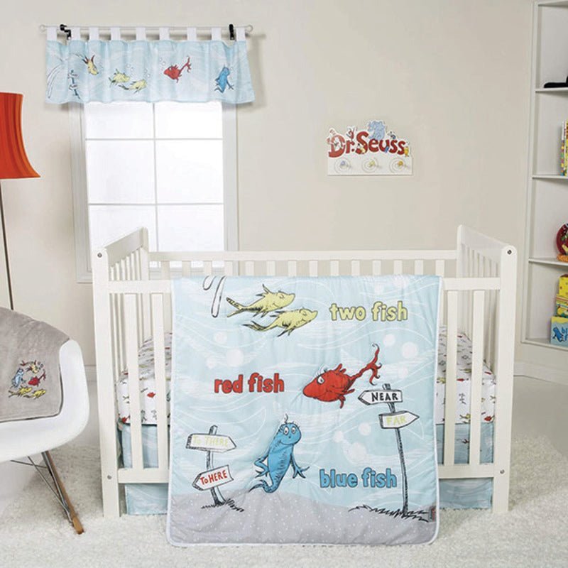 Dr. Seuss 1 Fish 2 Fish 4 Piece Crib Bedding Set - Farmacias Arrocha