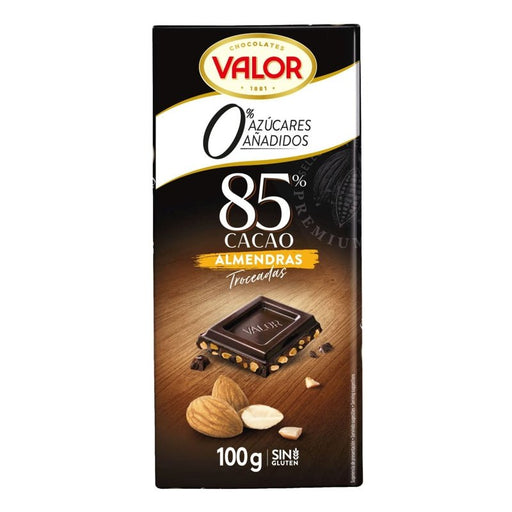 Valor Chocolate 85% Cacao Sin Azúcar Con Almendras - Farmacias Arrocha