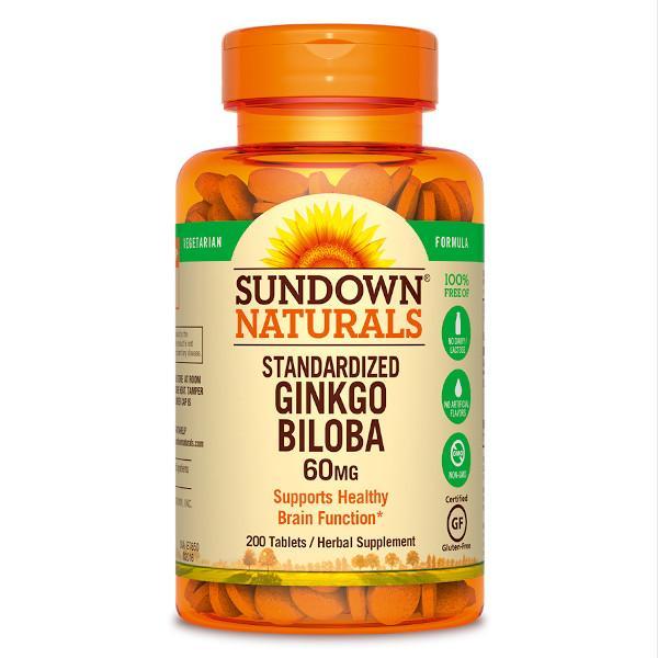 Sundown Naturals Ginkgo Biloba Standardized 60 mg 200 Tablets - Farmacias Arrocha