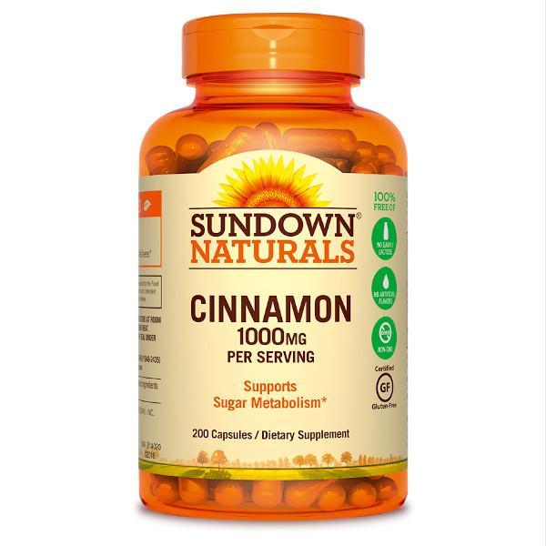 Sundown Naturals Cinnamon 1000 200 capsulas - Farmacias Arrocha