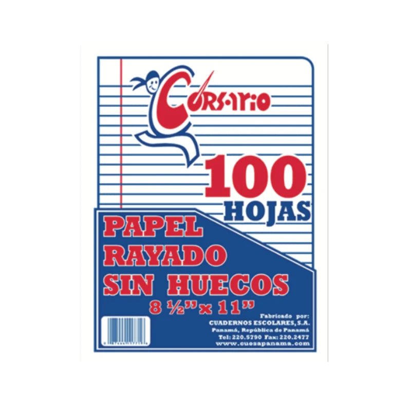 Corsario Papel Bond Rayado S-Hueco 8.5X11 100H (4 - Farmacias Arrocha