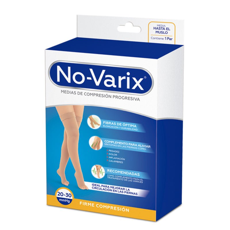 No-Varix Media Taupe Hasta Muslo Firme Compresión - Farmacias Arrocha