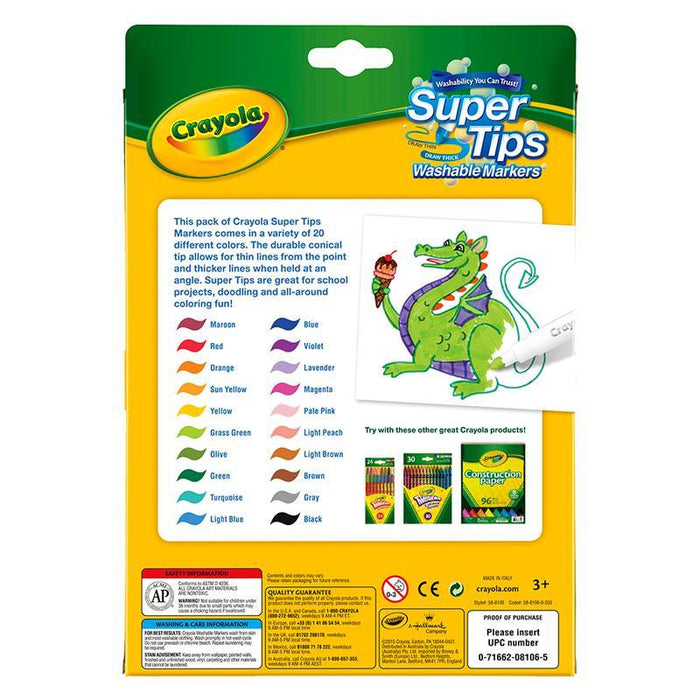 Crayola 20 Ct Washable Super Tips Fine Line Mar - Farmacias Arrocha