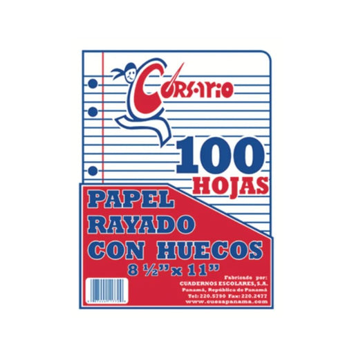Corsario Papel Bond Rayado C-Hueco 8.5X11 100H (4 - Farmacias Arrocha