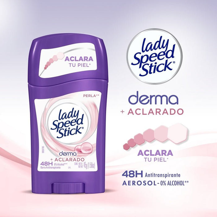 Desodorante Lady Speed Stick Derma + Aclarado Perla Barra 45 g - Farmacias Arrocha