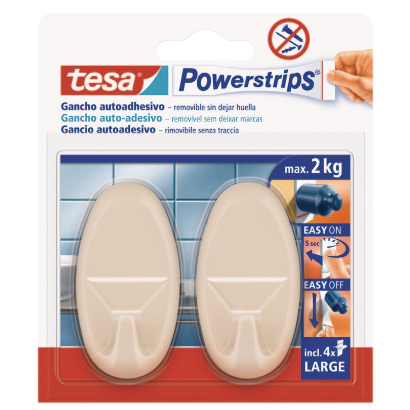 Tesa Gancho Ovalado Beige Grande - Farmacias Arrocha