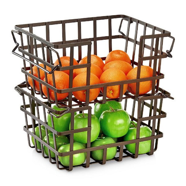 Seville Classics 2 Pk Iron Slat Stacking Nesting Basket - Farmacias Arrocha