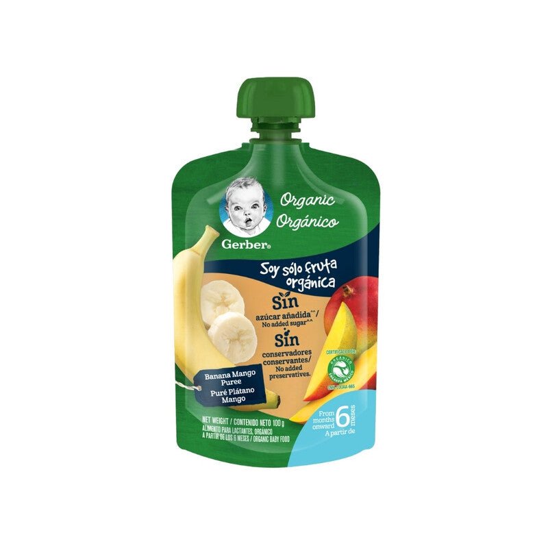Gerber Orgánico de Plátano Mango Doy Pack 100g - Farmacias Arrocha