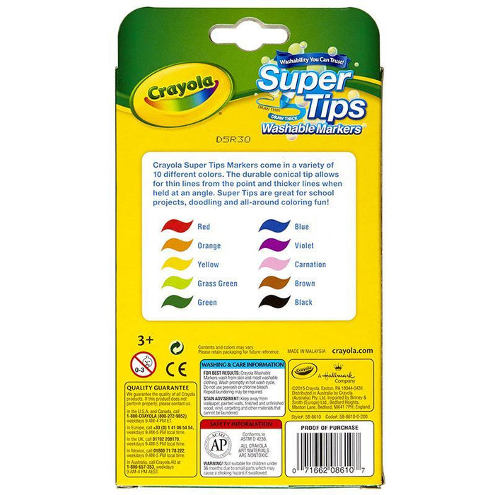 Crayola 10 Ct Washable Super Tips Fine Line Mar - Farmacias Arrocha