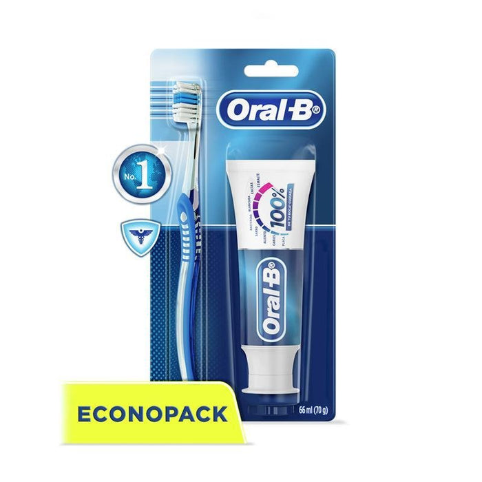 Oral B Crema Dental 100% 66ml + Cepillo Indicador - Farmacias Arrocha